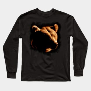 Large Grizzly bear head digital painting with colored chalk strokes Long Sleeve T-Shirt